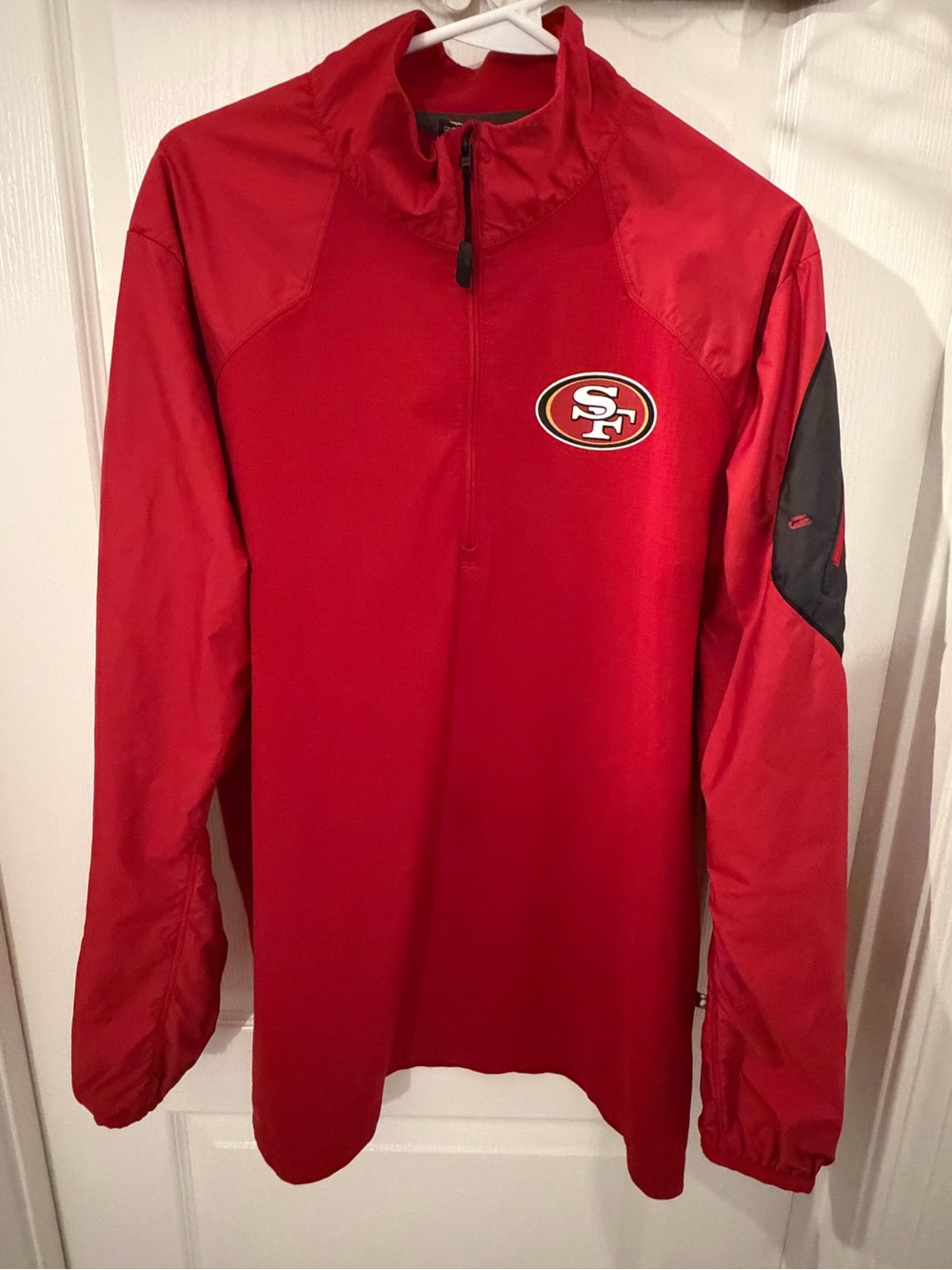 Nike SF 49ers NFL On Field 1/4 Zip Pullover Windbreaker Jacket Red